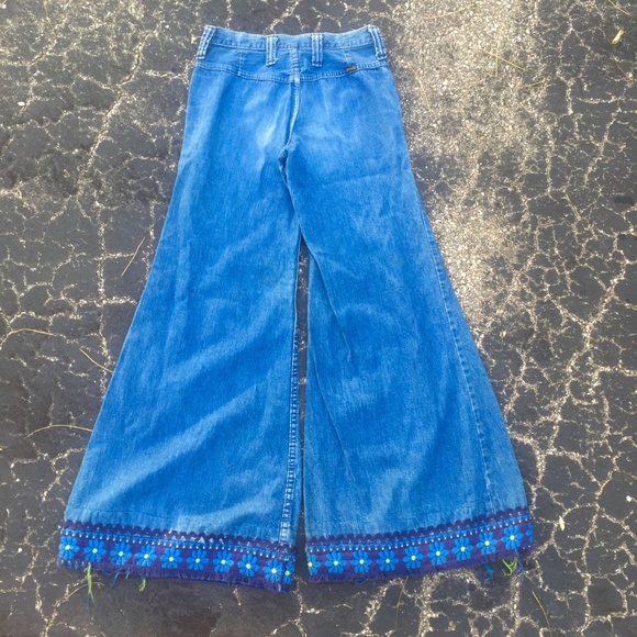 SOLD—- VINTAGE 60s Mega Bell Bottom Jeans - Picture 5 of 8